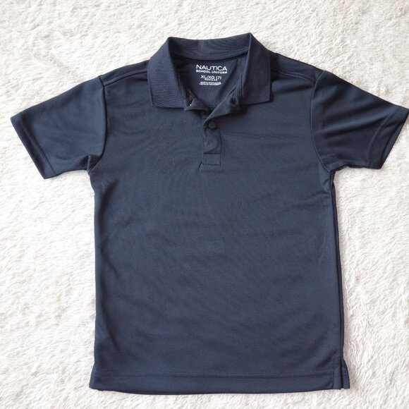 Boys Size 7 Nautica Uniform Short Sleeve Performance Polo, Navy Blue, NWOT - Picture 1 of 3